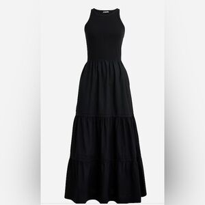 J.Crew Womens Vintage Rib High Neck Cutaway Tank Dress Poplin Skirt Black XXS